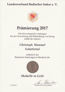 Der Honig wurde mit einer Goldmedaille ausgezeichnet